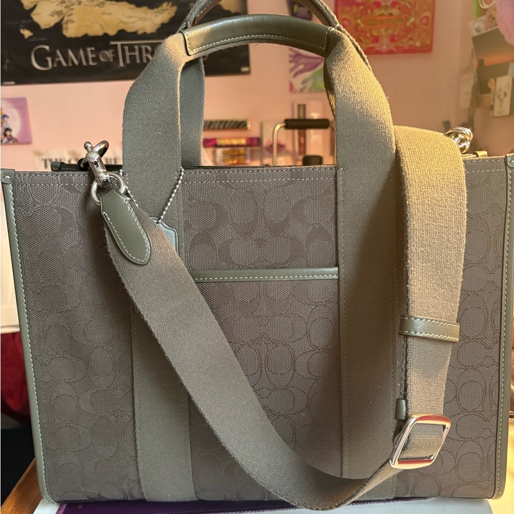 Coach Green Monogram Tote Bag